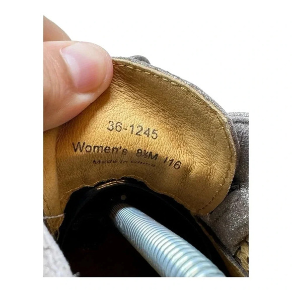 Trask Addy Leather Suede Ankle Bootie Silver Pewter - Picture 8 of 10